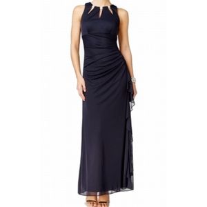 Formal Navy rhinestone key hole dress